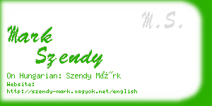 mark szendy business card